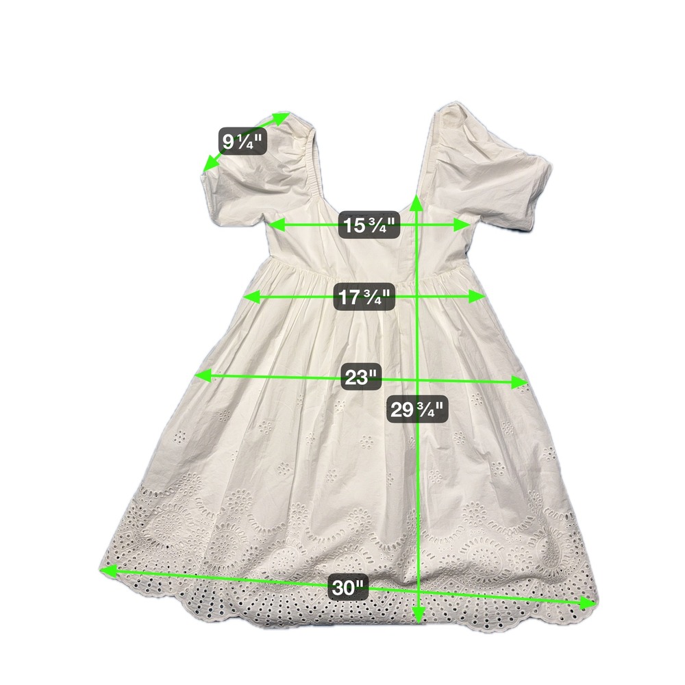 Adrianna Papell White Eyelet Puff Sleeve Dress – Size 8‎ - Picture 3 of 5